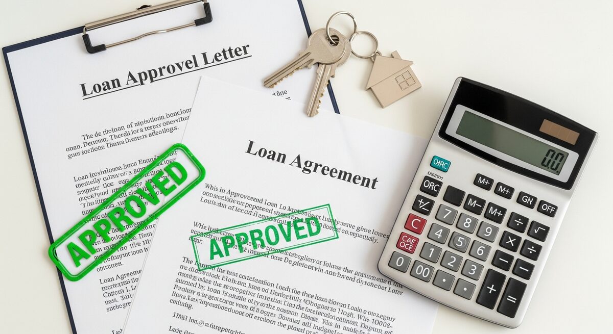 Home loan approval documents and house keys