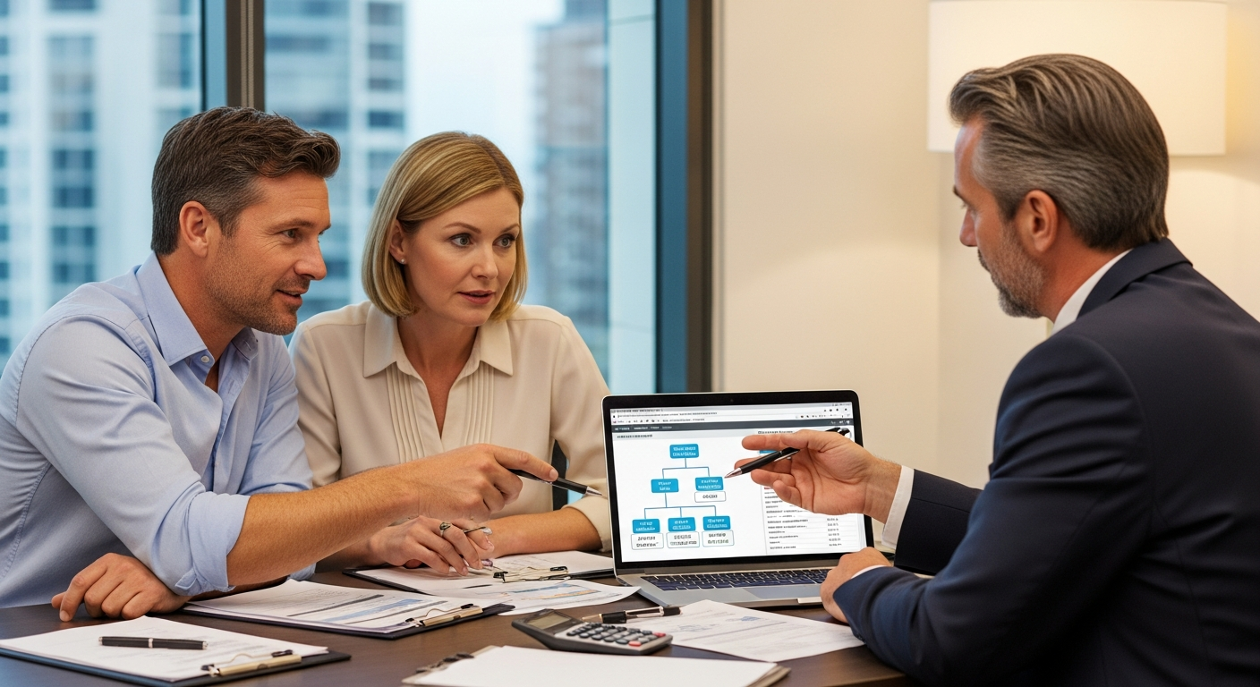 Family meeting with Finance Hub broker for portfolio review