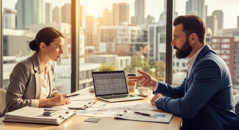 Finance Hub mortgage broker consulting with self-employed client