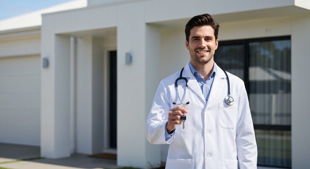 Professional home loan specialist helping a doctor and lawyer couple with their mortgage application