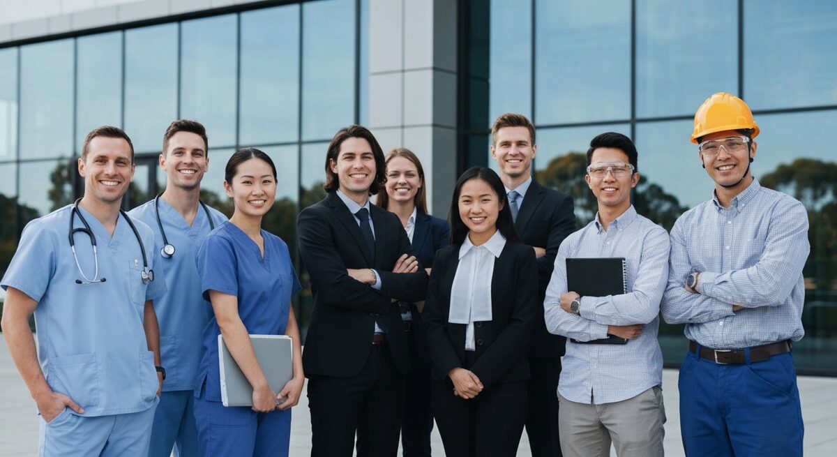 Medical professionals discussing home loan options with a mortgage broker