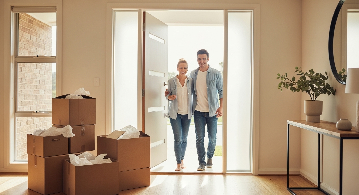Family moving into their new upgraded home